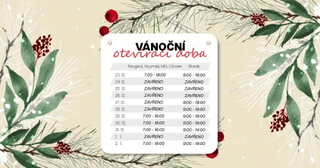 Vánoční otevírací doba 2025 - Lenner Motors