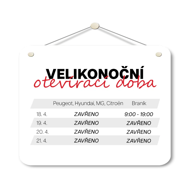 Velikonoční otevírací doba - Lenner Motors