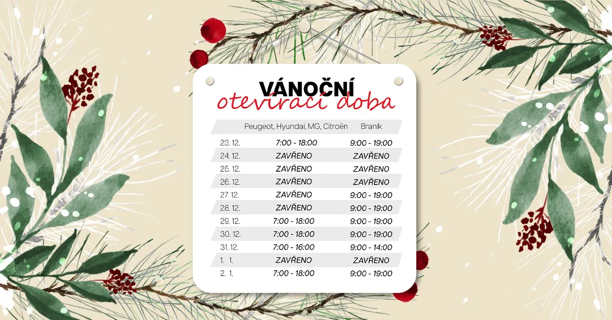 Vánoční otevírací doba 2025 - Lenner Motors