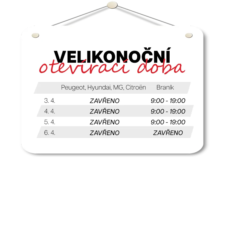 Velikonoční otevírací doba 2026 Lenner Motors